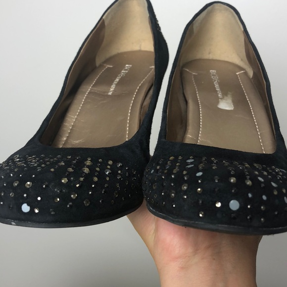 BCBG Generation Black Trinity Suede Sparkly Wedge Pumps Size 8.5 - Picture 4 of 13